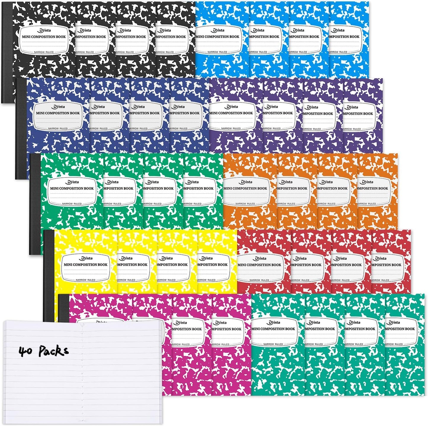 Dynta Mini Pocket Notebooks Bulk: 40 Packs, 10 Colors, 60 Sheets - Organize On the Go!