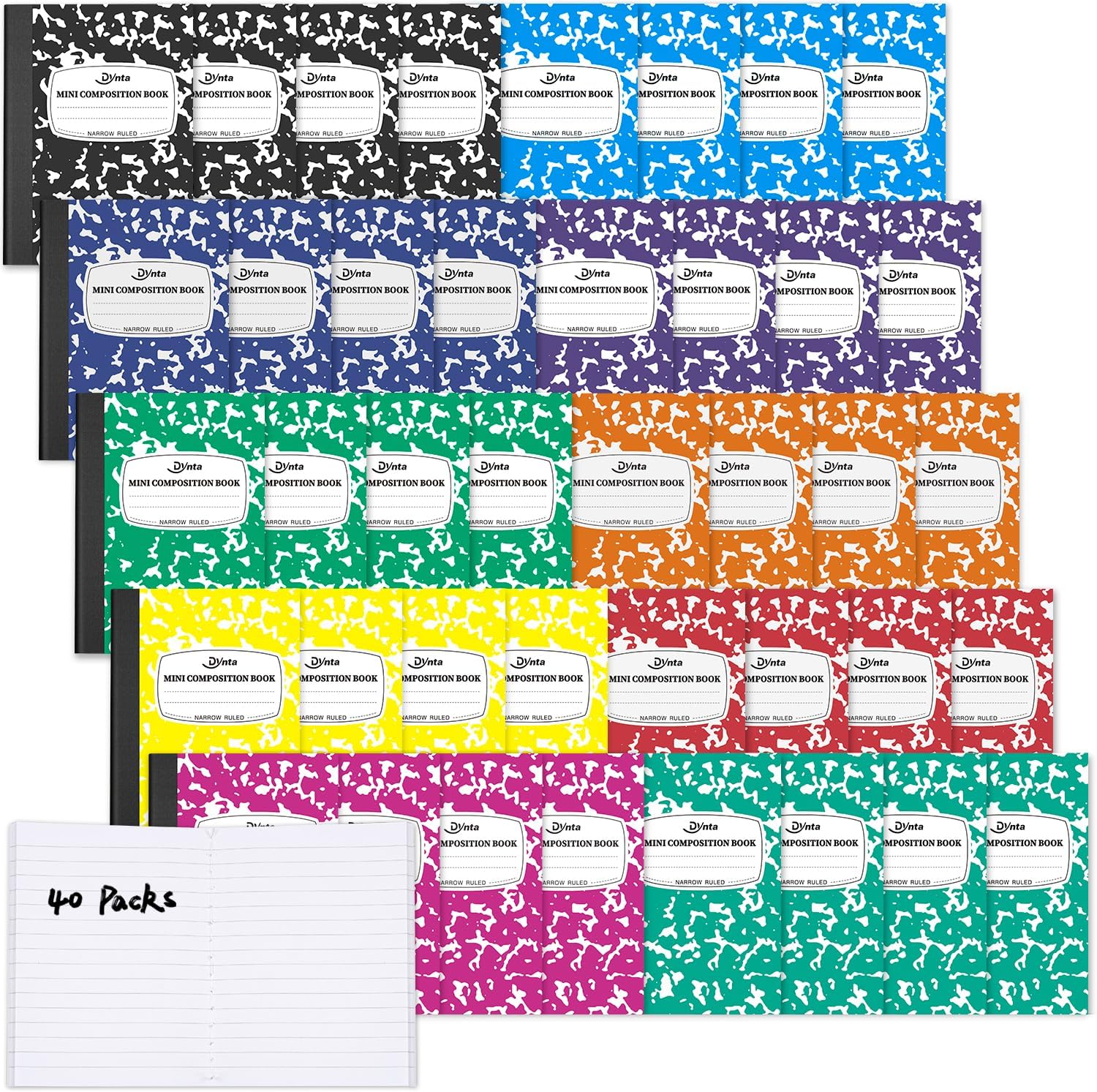 Dynta Mini Pocket Notebooks Bulk: 40 Packs, 10 Colors, 60 Sheets - Organize On the Go!