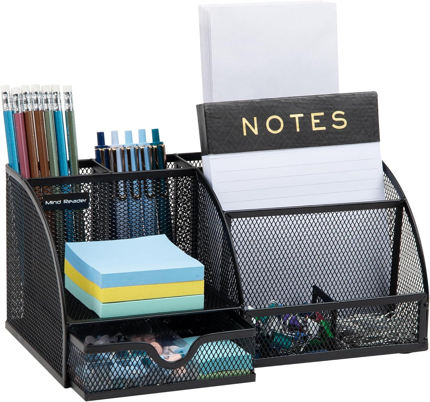 Mind Reader Desktop Organizer: Compact Metal Mesh Storage