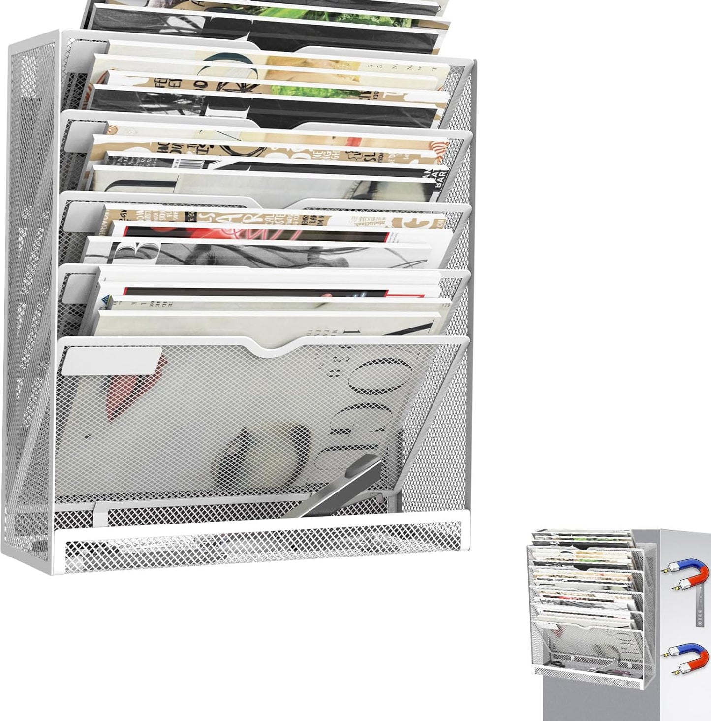 6 Tier Magnetic File Holder for Office and Home Organization