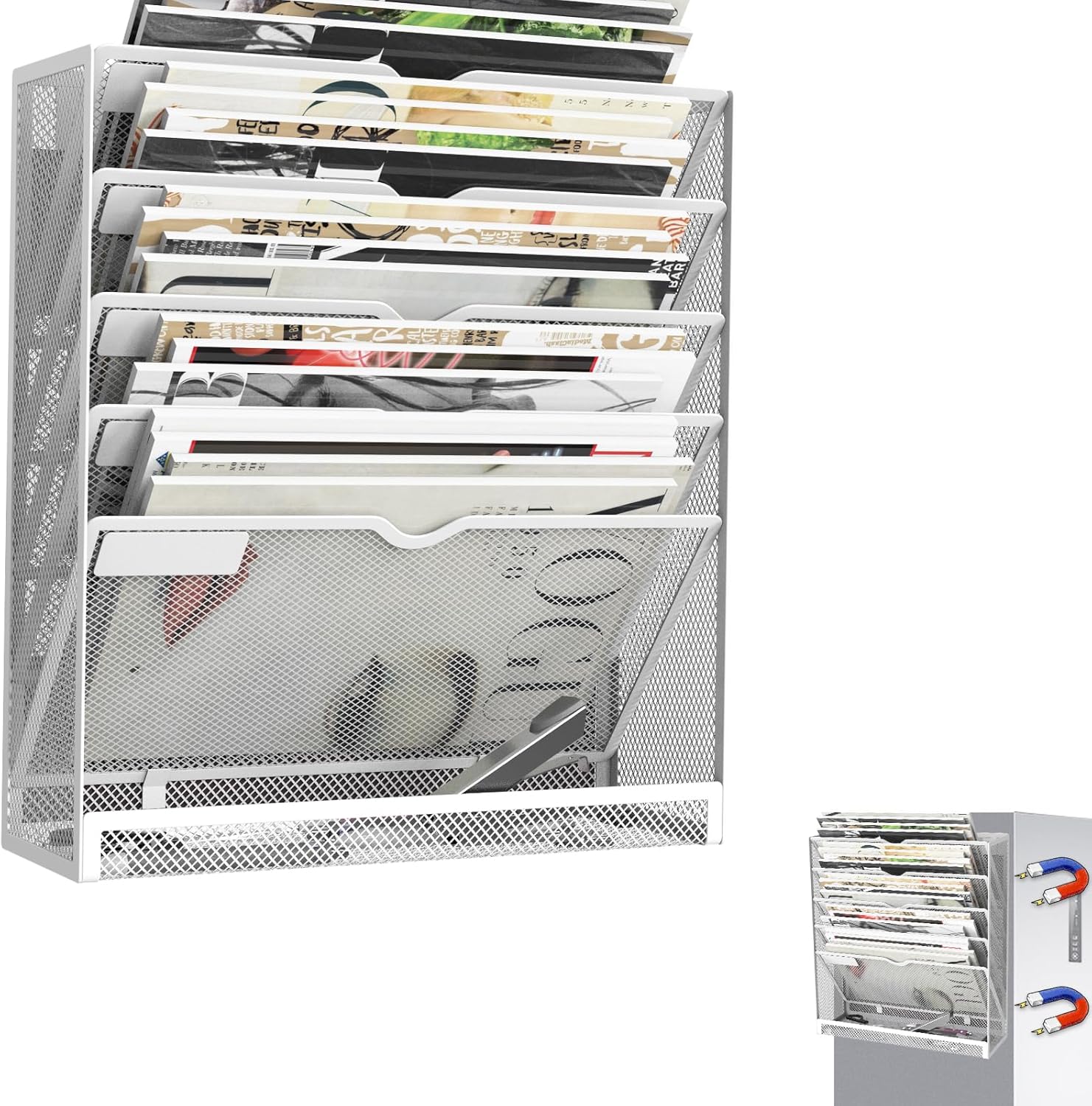 6 Tier Magnetic File Holder for Office and Home Organization