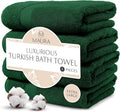 MAURA Hunter Green Extra Large Turkish Cotton Bath Towels Set of 4