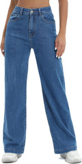 Women High Waist Straight Boyfriend Jeans - Tummy Control Fit