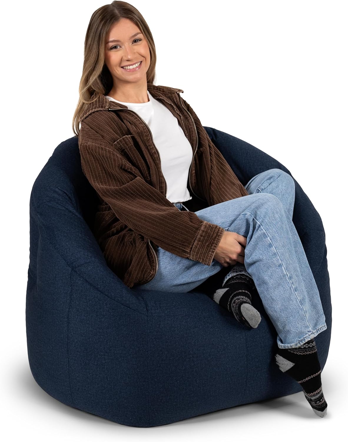 Big Joe Milano Lenox Denim Cobalt Beanbag Chair for Comfort