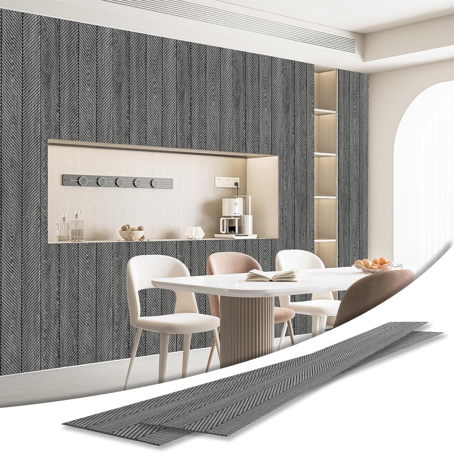 Art3d 4-Pack Glue-On Herringbone Wainscoting Panels for Walls
