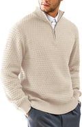 Men's Quarter-Zip Sweater Textured-Knit Mock Neck (Style 8G8Q)