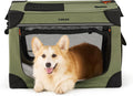 26 in Soft Collapsible Dog Crate Green - Portable 4-Door Travel Crate