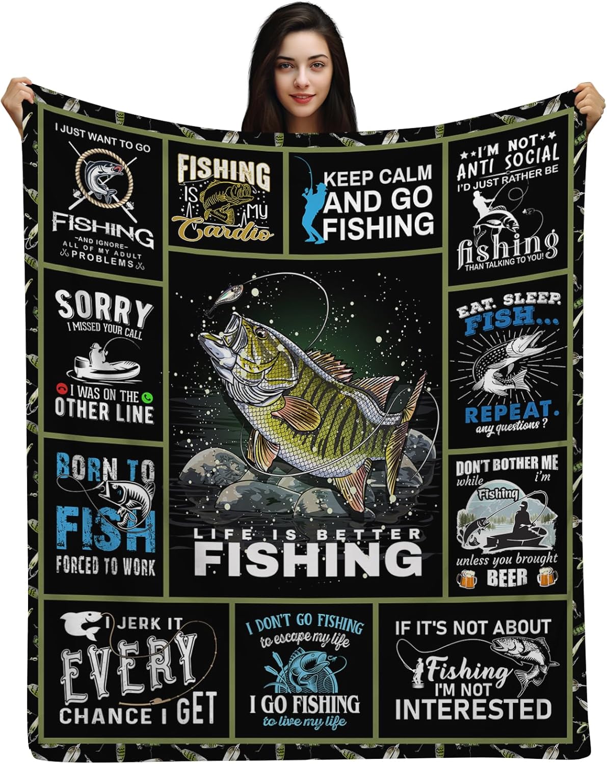 Plush Fish Blanket, Ideal Fishing Gift, Funny & Unique Design