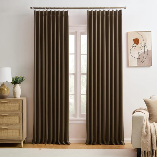 Pinch Pleated 60 Inch Wide Curtains for Living Room & Office