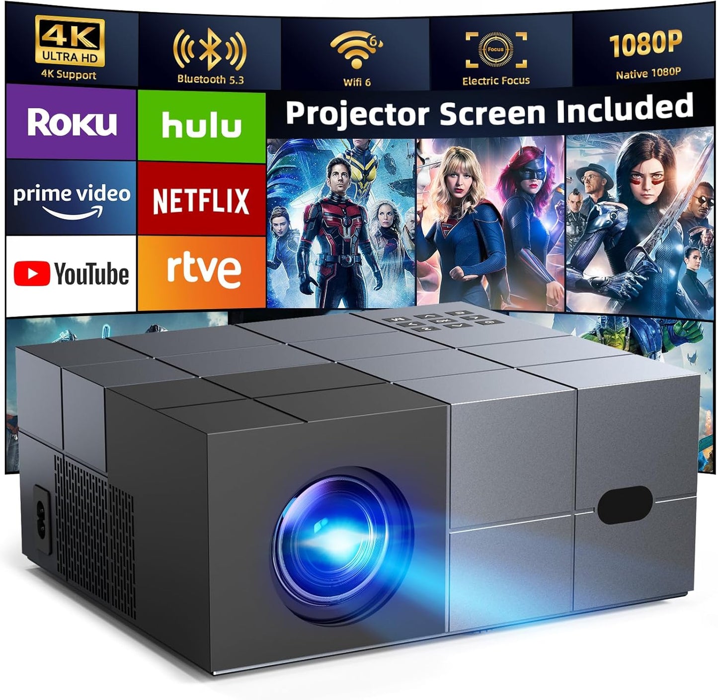 YOWHICK 4K Portable Smart Projector
