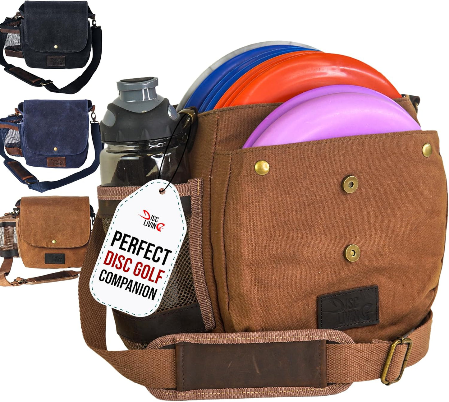 Premium Disc Golf Bag | Lightweight & Durable | Fits 10 Discs | Stylish Waxed Canvas