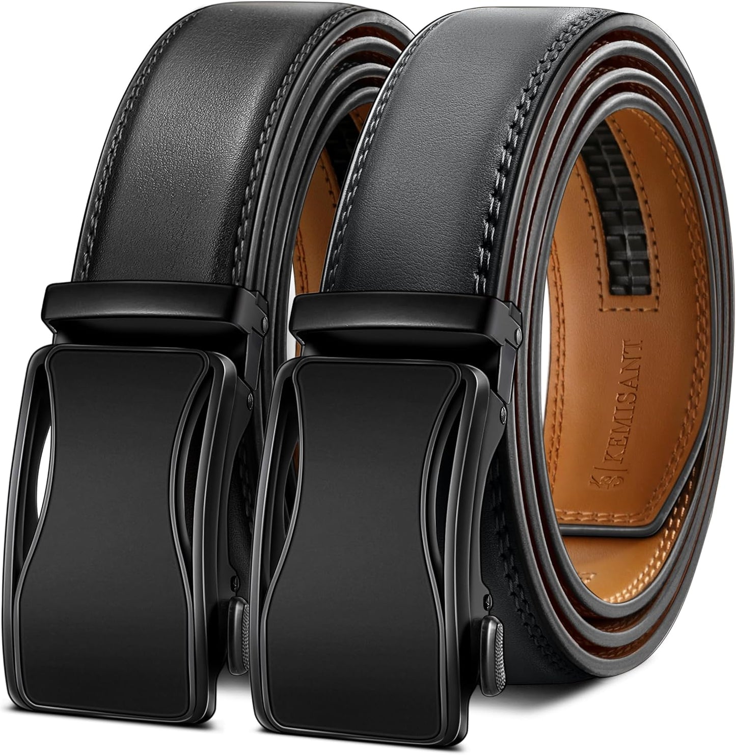 KEMISANT Mens Ratchet Belt - Adjustable Sliding Dress Belt