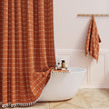 BTTN 78 in Long Boho Farmhouse Linen Shower Curtain - Thick Burnt