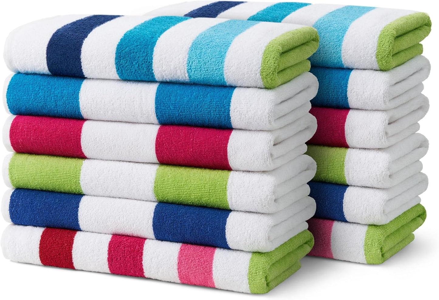 Large Cotton Terry Beach Towel - Soft & Absorbent 12 Pack