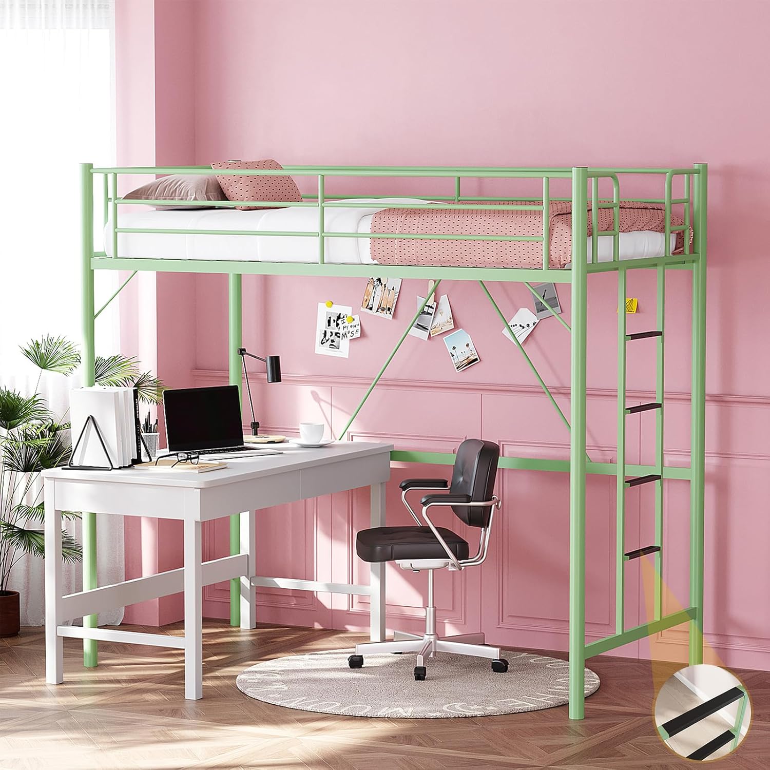 VINGLI 71 Inches Tall Loft Bed Twin Size for Kids and Teens