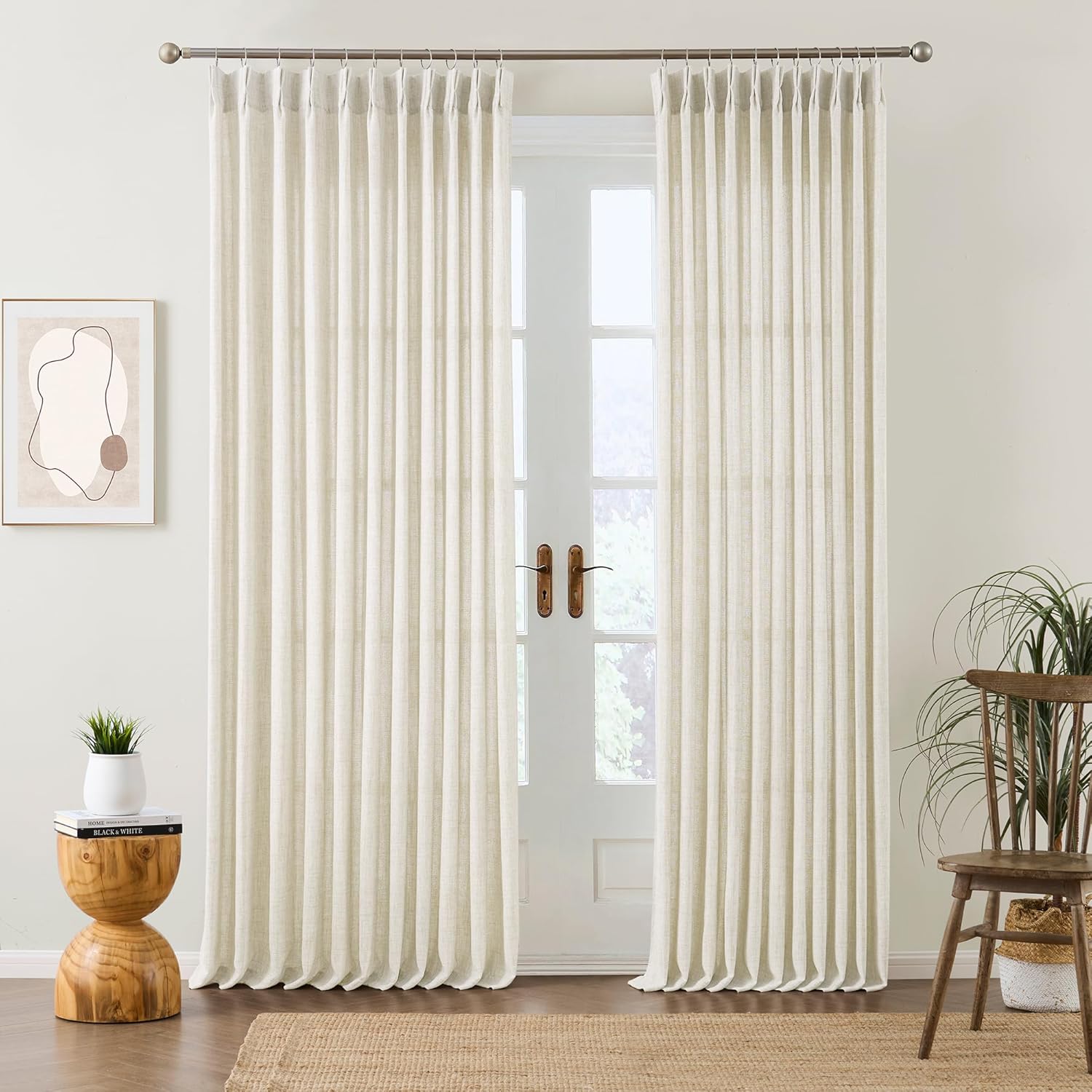 Natural Pinch Pleated Curtains for Elegant Home Decor