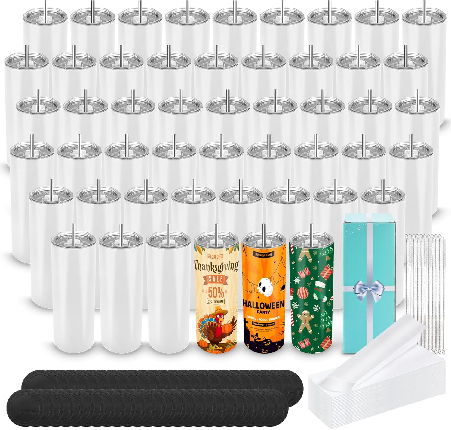 20 oz Sublimation Tumblers 50 Pack for DIY Craft Projects