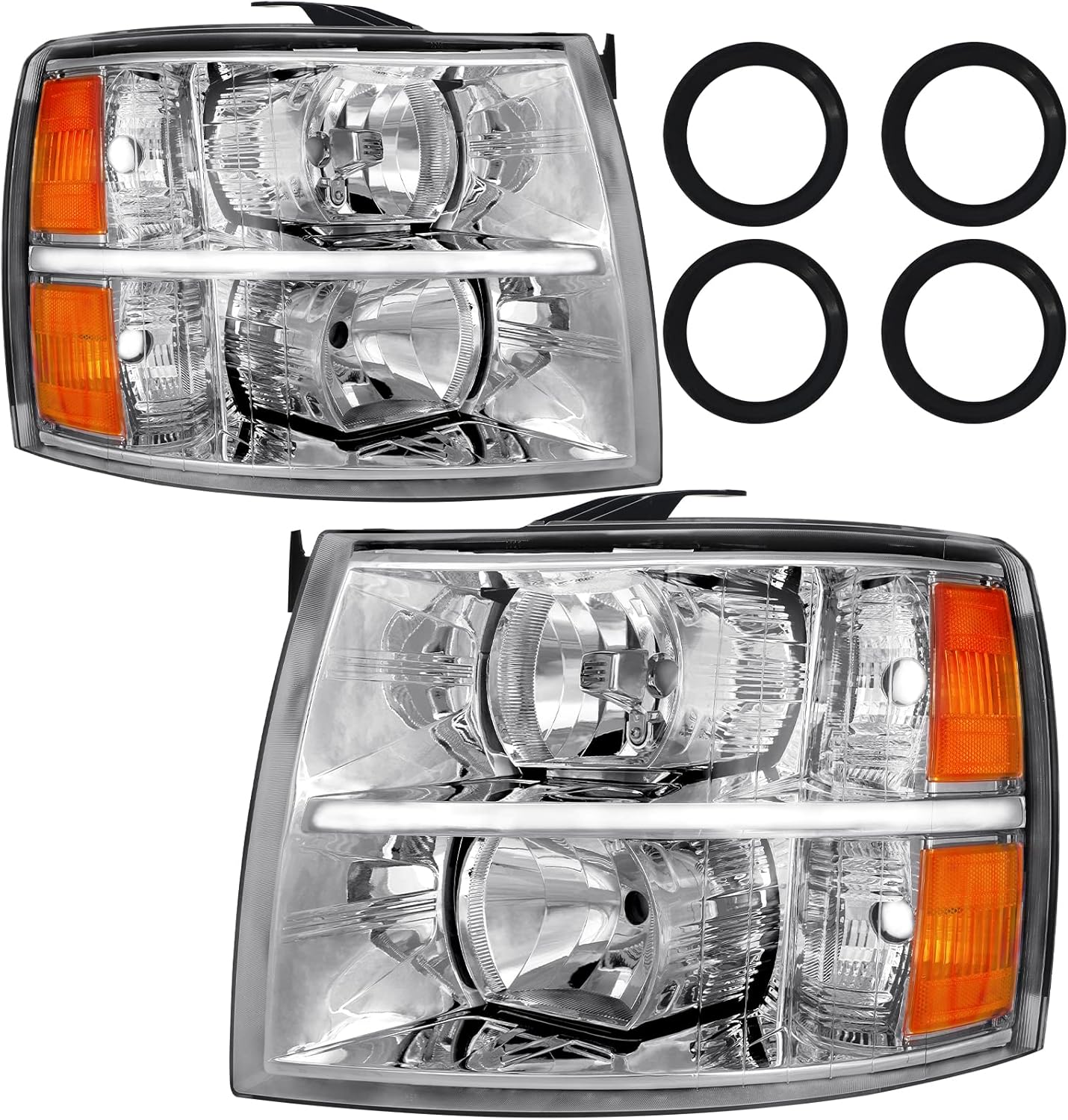 Headlight Fit For 07-13 Silverado 1500 2500HD 3500HD & 2014 Style
