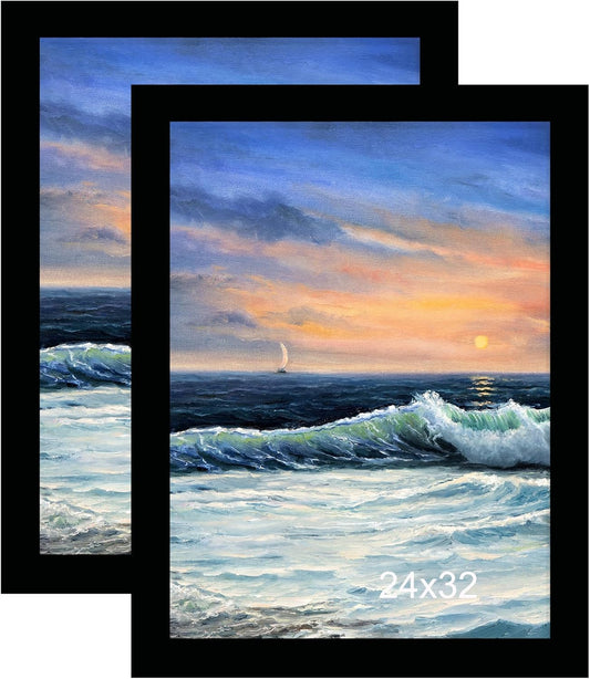 24x32 Picture Frame Set for Wall Display - Black Frames