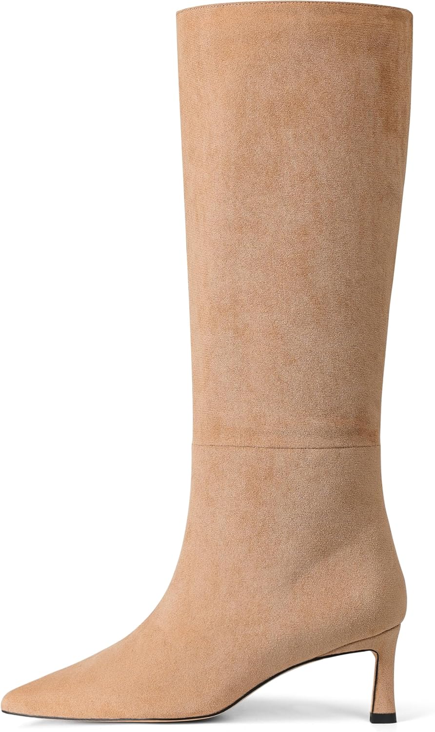 Knee High Boots for Women with Wide Calf and Kitten Heel Style