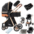 3 in 1 Baby Travel System BlackGold - Reversible High View Stroller