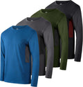 Boys Youth Dry-Fit 4 Pack Long-Sleeve Athletic Tee - Lightweight