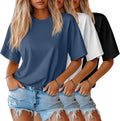 Huukeay Women's Half Sleeve T-Shirts Crew Neck - Soft 3-Pack