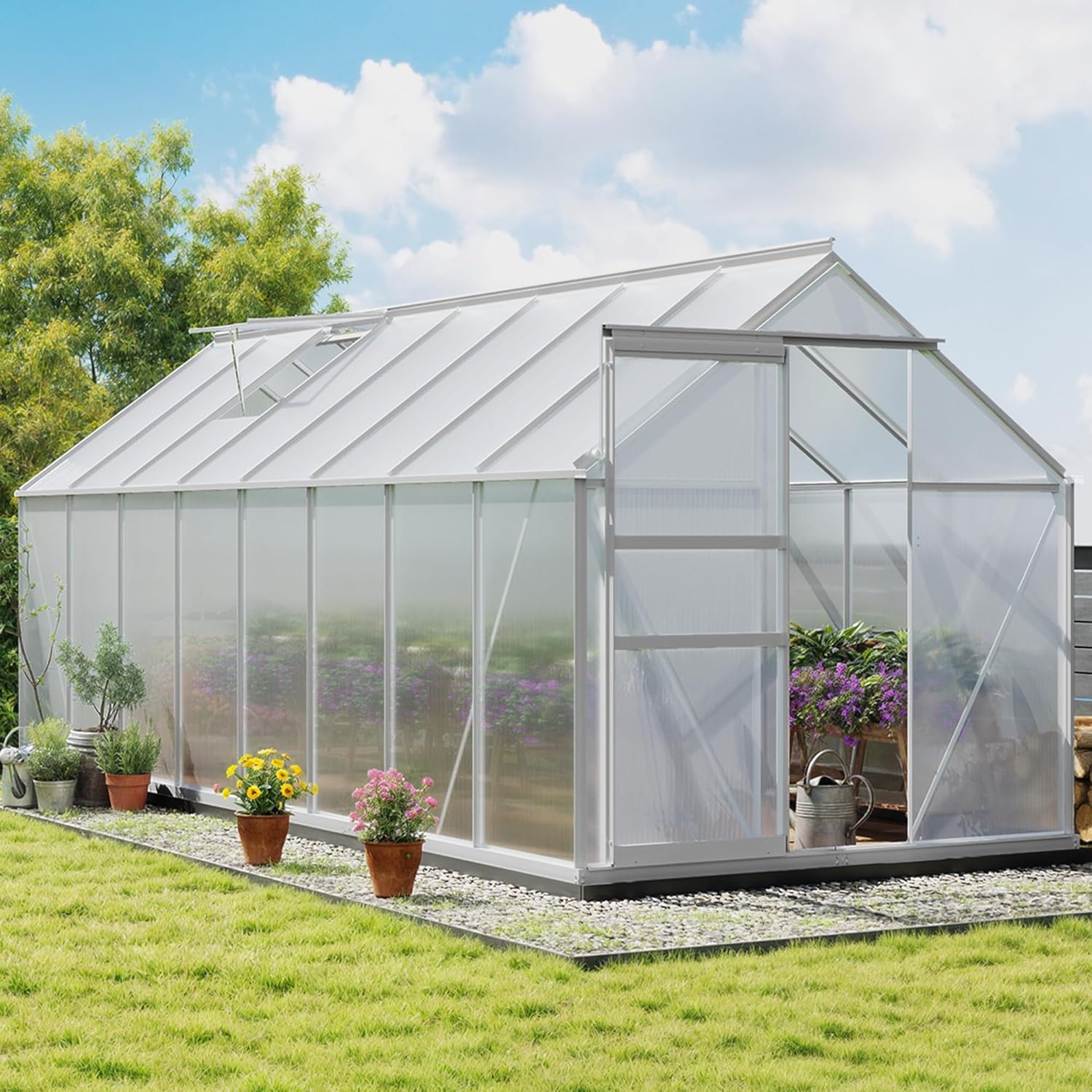 YITAHOME 6x16FT Polycarbonate Greenhouse for Year-Round Gardening