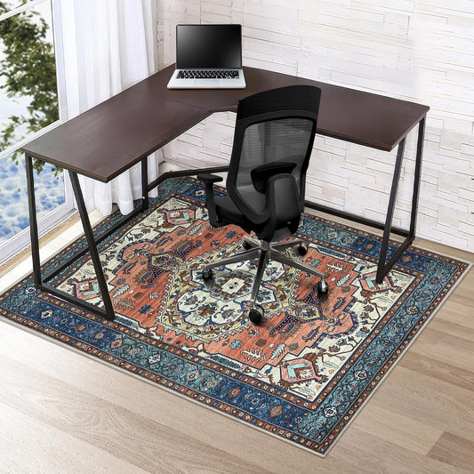 Azadx Chair Mat for Hardwood Floor - Unique Retro Style Rug