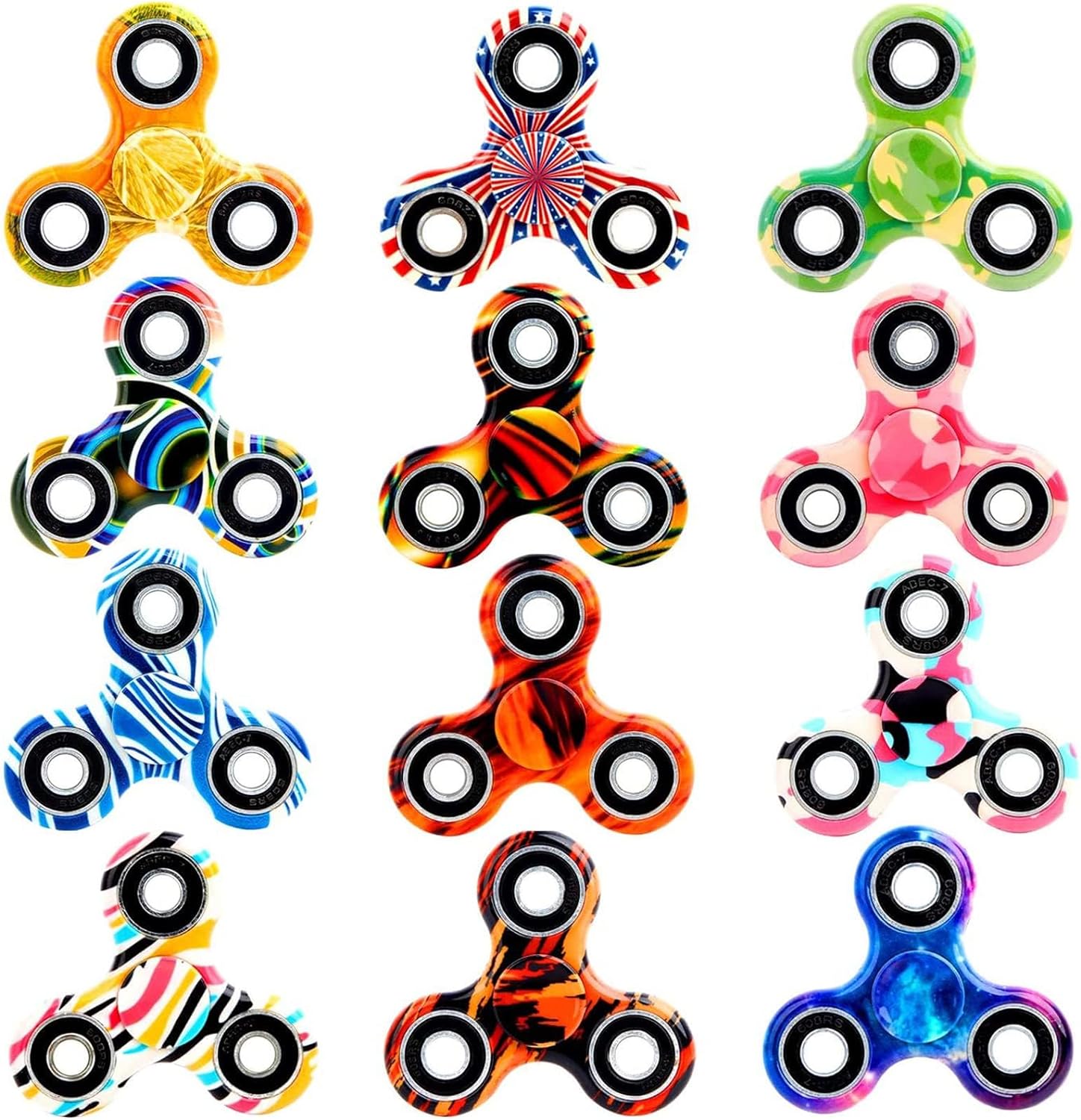 12 Pack Colorful Fidget Spinners - Stress Relief for Kids/Adults!