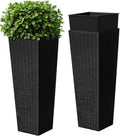 Devoko Resin Tall Planters Set of 2 - Modern Rattan Tapered Outdoor