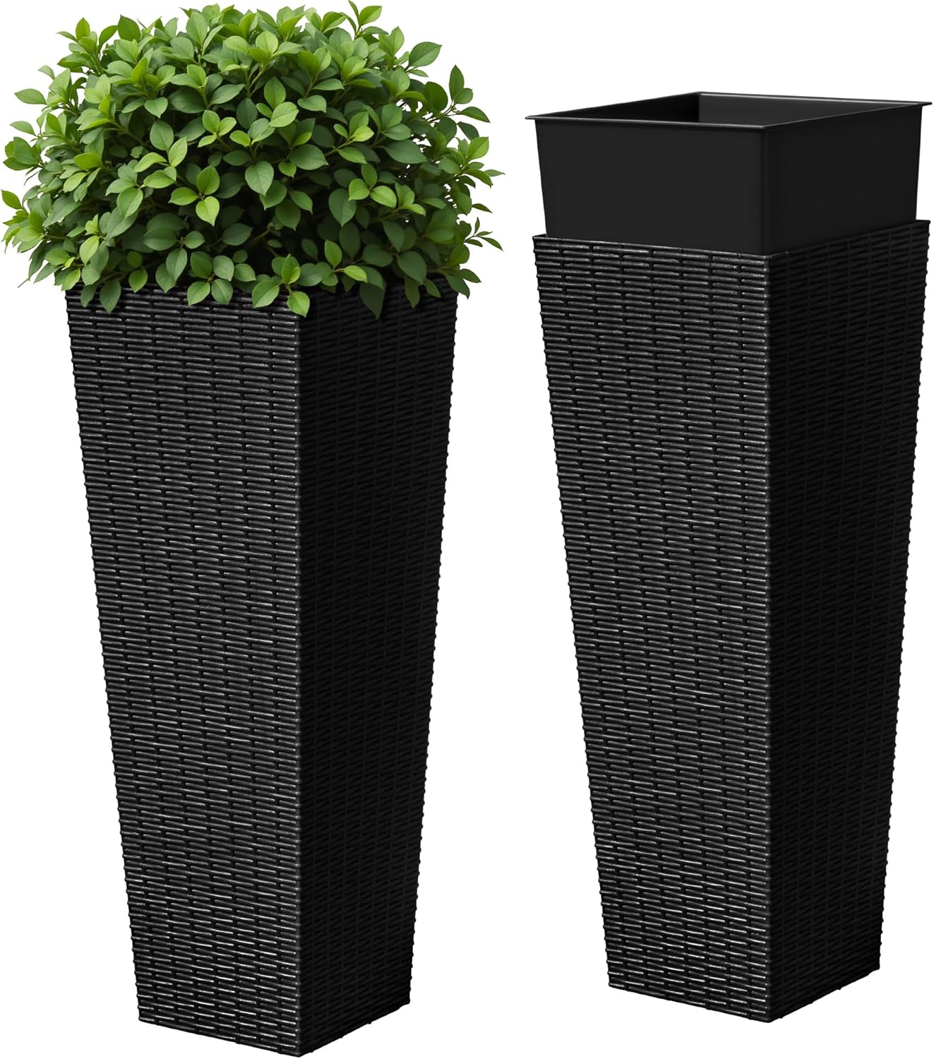 Devoko Resin Tall Planters Set of 2 for Outdoor Plants