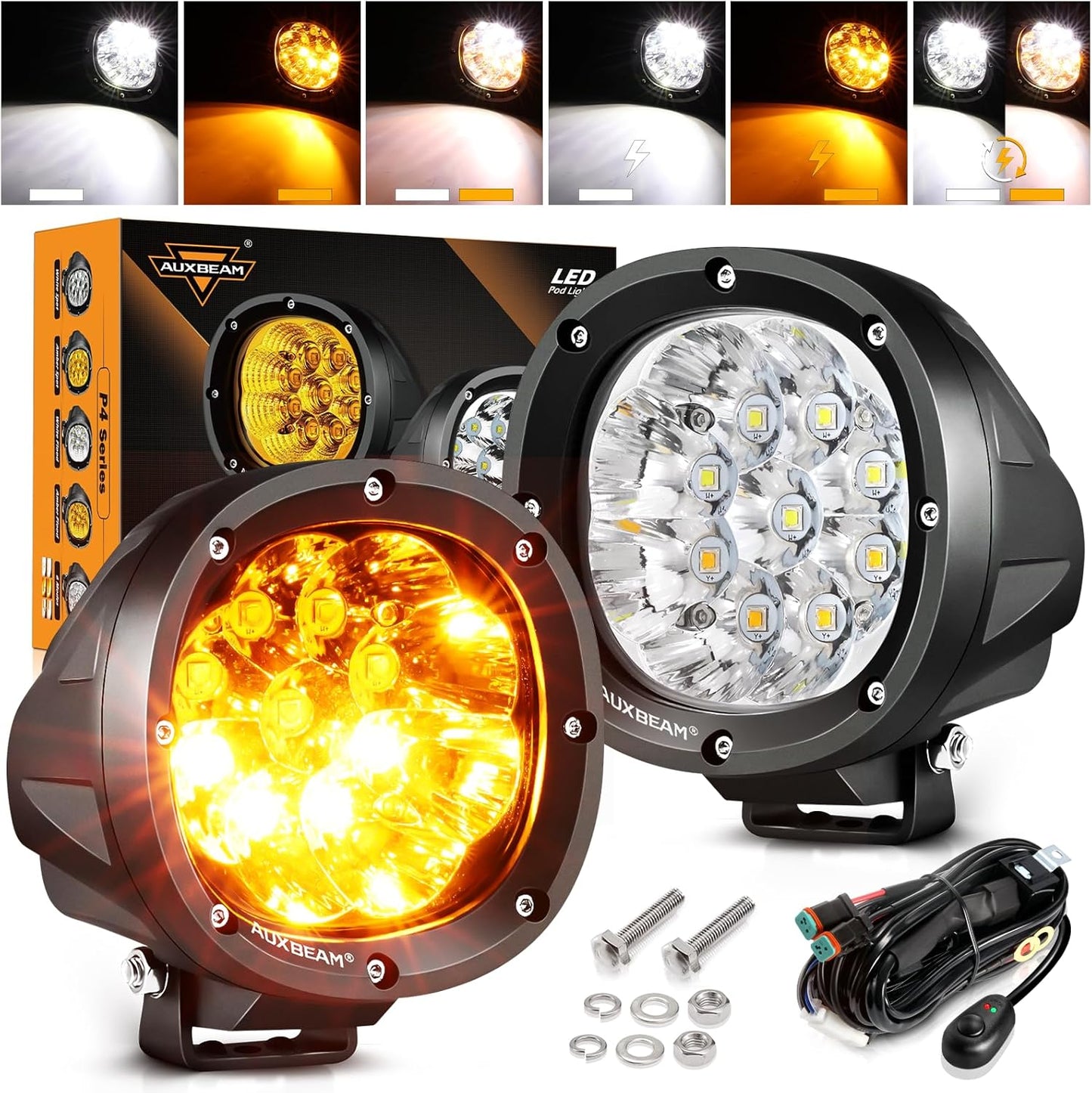 Auxbeam 4 Inch Round Offroad Light Pods for Ultimate Visibility