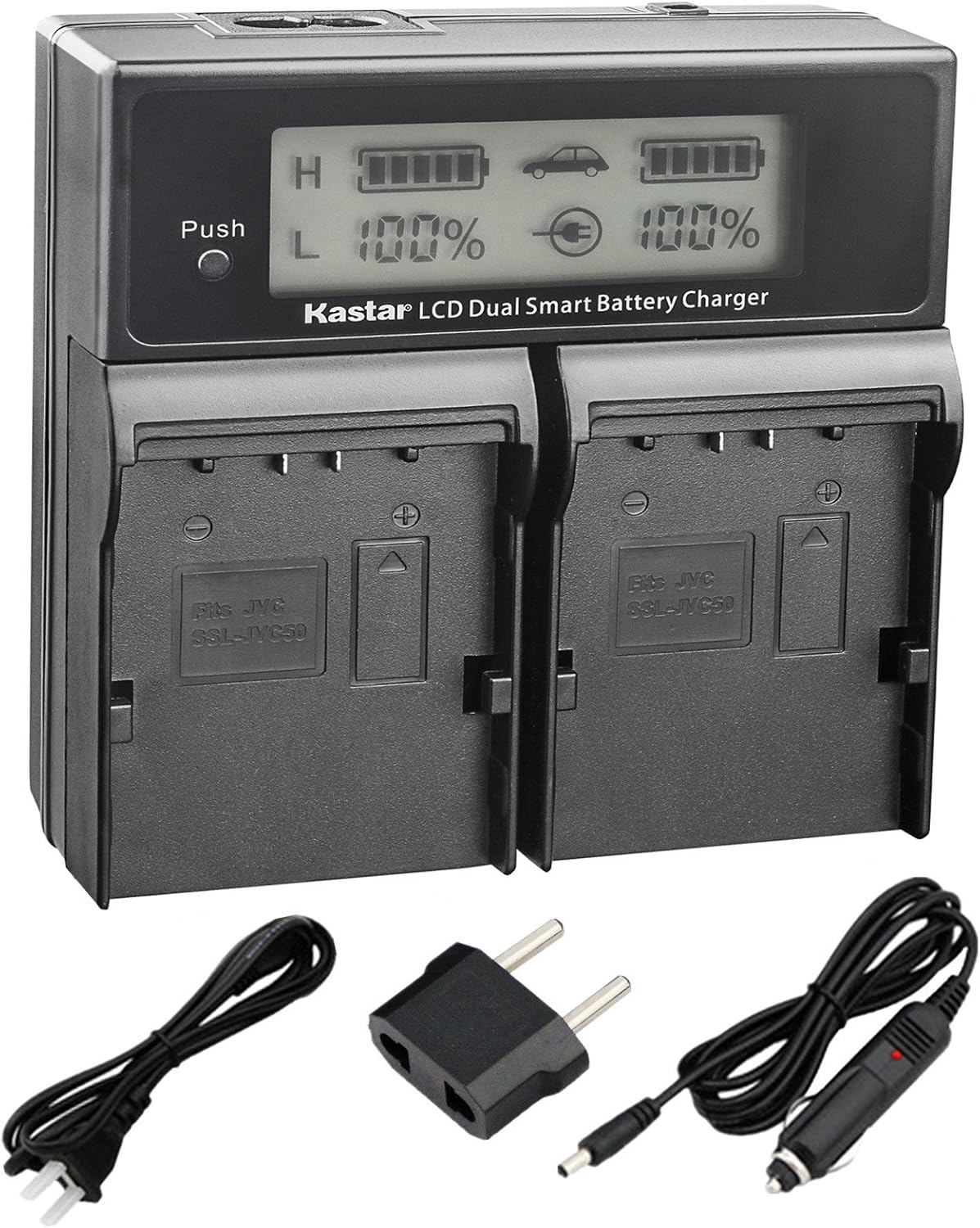 Kastar LCD Dual Smart Fast Charger Kit for JVC Camcorders