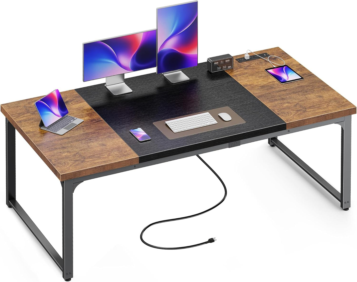 Huuger 63 x 31.5 inch Desk with Power Outlets & USB-C Ports