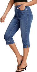 luvamia Capri Jeans for Women High Waisted Slim Split Hem Capris