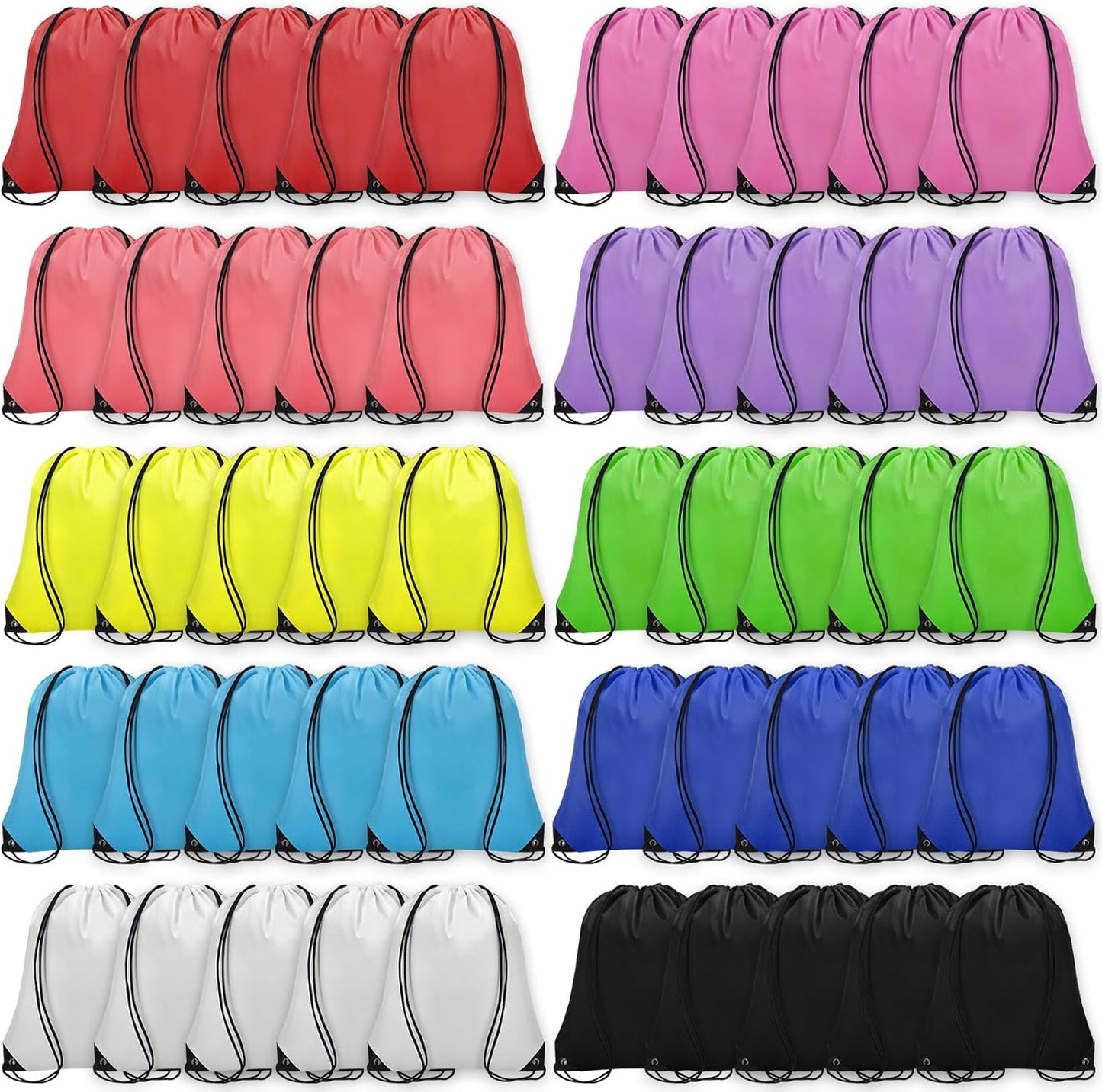 50Pcs Drawstring Backpack Bulk Cinch Bag for Gym Sports Trips
