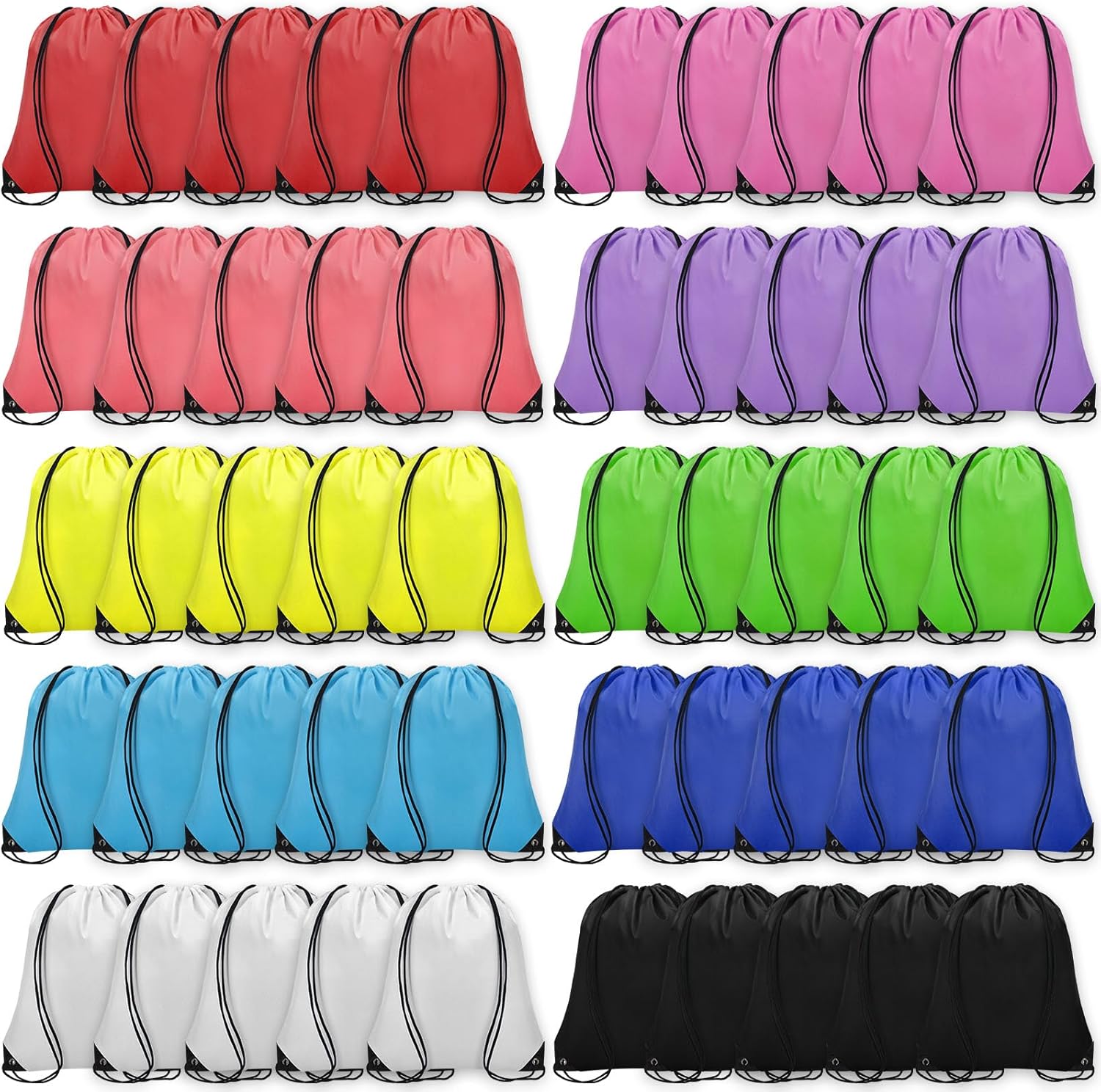 50Pcs Drawstring Backpack Bulk Cinch Bag for Gym Sports Trips