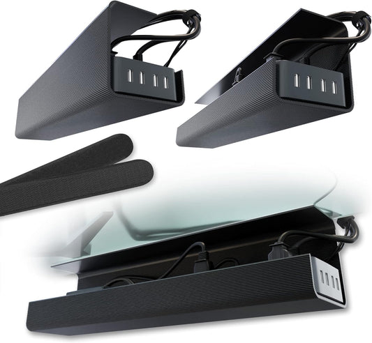 Effortless Cord Control - Black Cable Trays x2