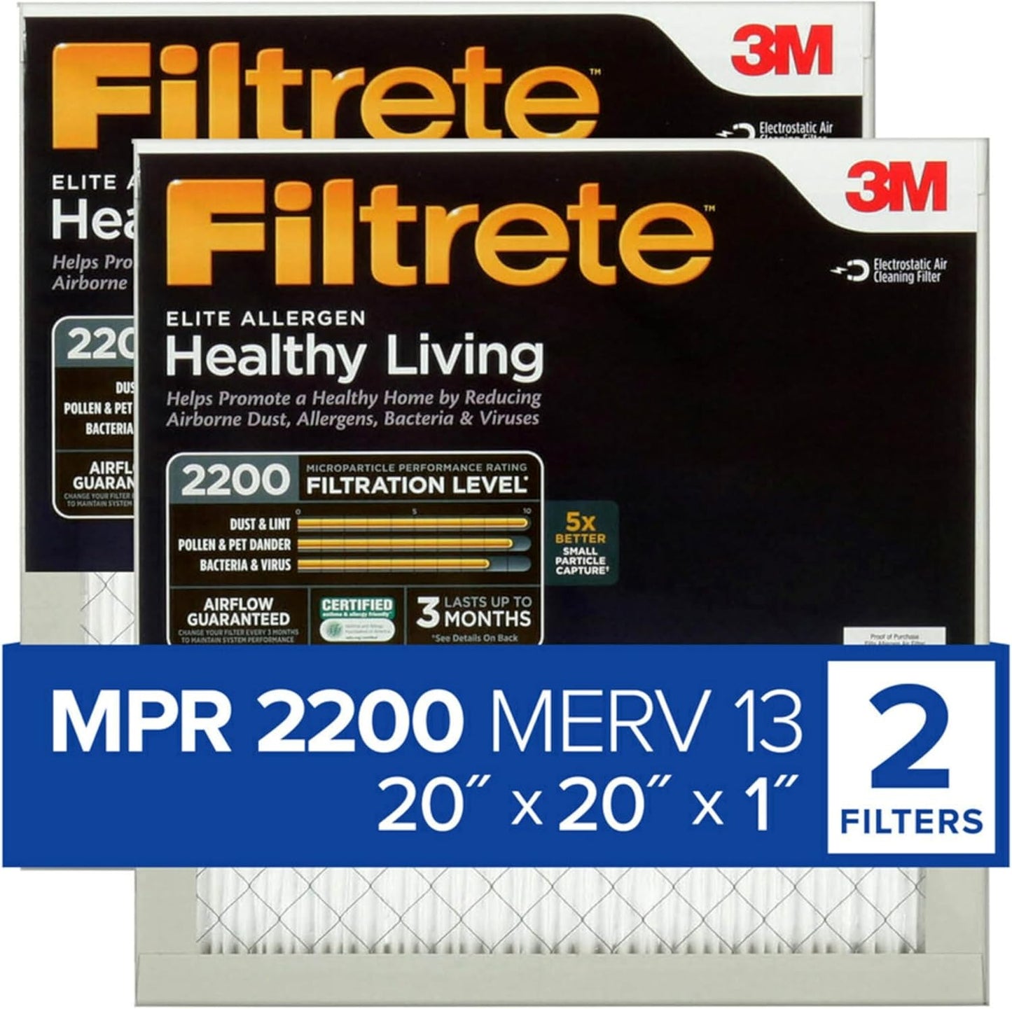 Filtrete Elite 20x20x1 Filter - MERV 13 Allergen Defense