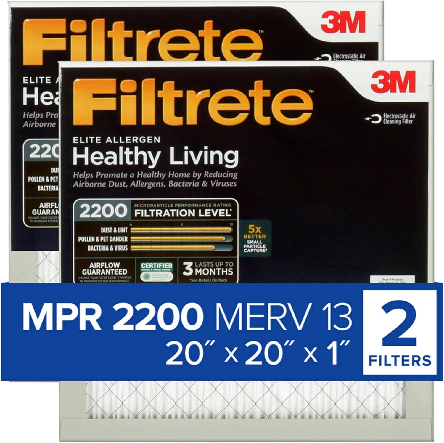 Filtrete Elite 20x20x1 Filter - MERV 13 Allergen Defense