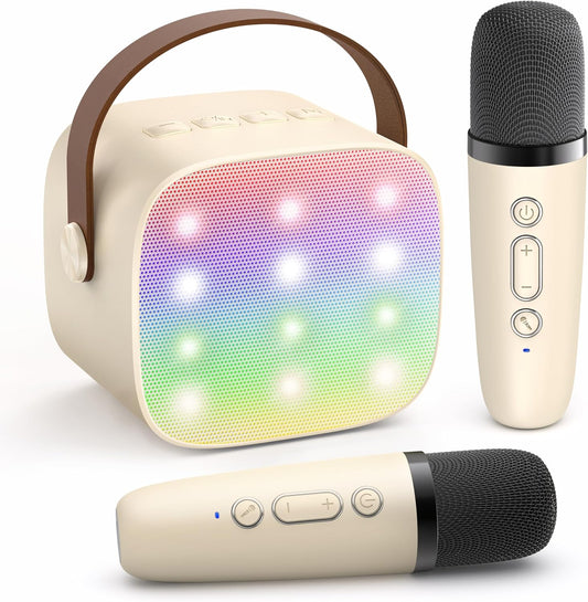Portable Mini Karaoke Machine - 2 Wireless Mics, Fun for All Ages!