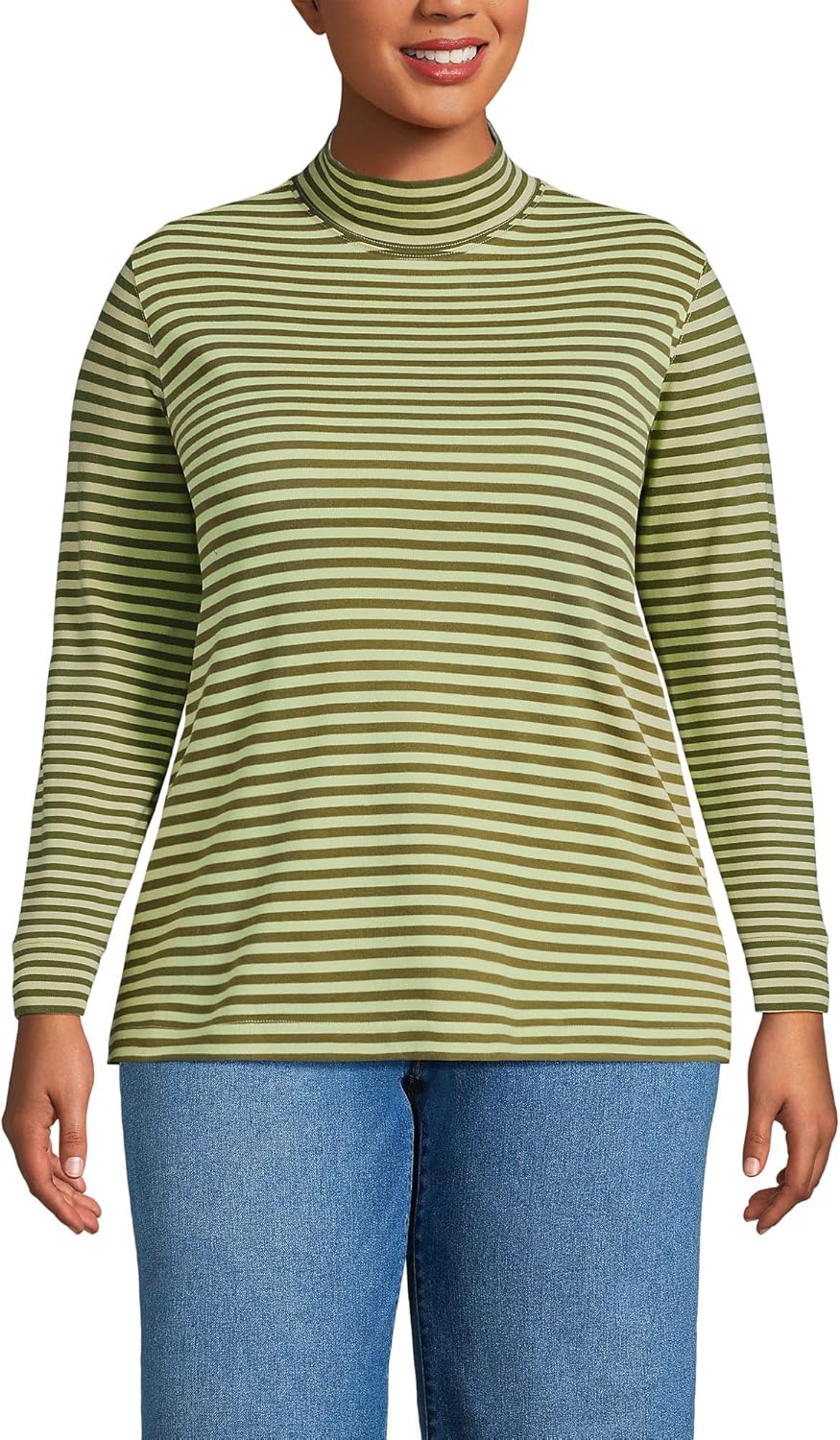 Lands' End Women's Relaxed Cotton Long Sleeve Mock Turtleneck