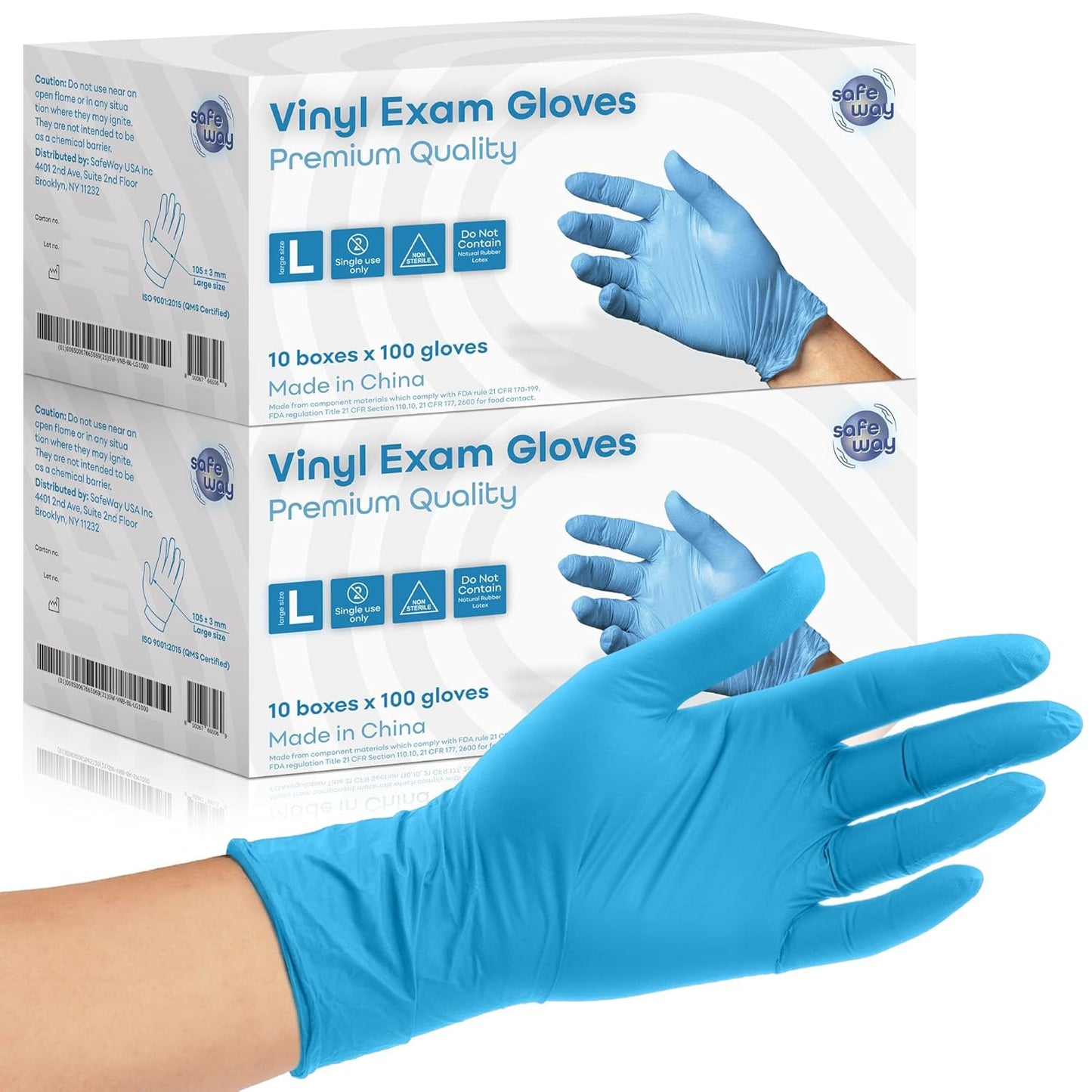 2000 Safe & Protective Nitrile Gloves - Powder-Free & Non-Latex - Large