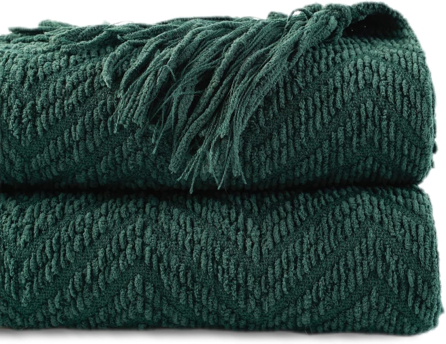 Forest Green Throw Blanket for Couch - Super Soft Knit Design