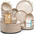 Stoneware dinnerware set 8 persons Rustic 24 pcs - Rustic beige set