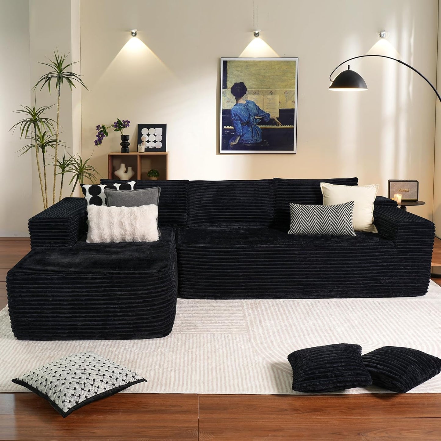 ovios 104 Cloud Sectional Couch with L-Shape Chaise for Comfort