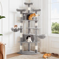 73in Corner Cat Tower in Grey - Space-Saving Fan-Shaped Tree