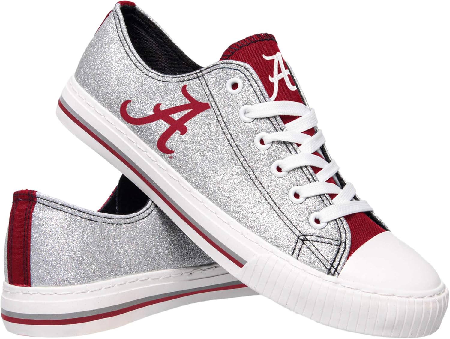 FOCO Women's NCAA College Team Logo Glitter Fashion Sneakers