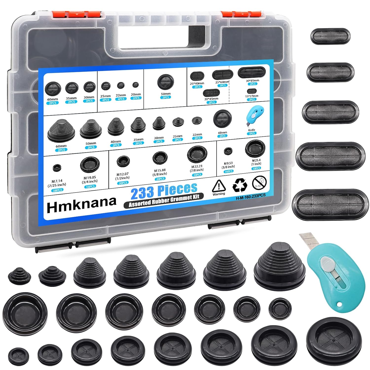 233Pcs Rubber Grommet Kit for Wiring, Automotive, and Plumbing